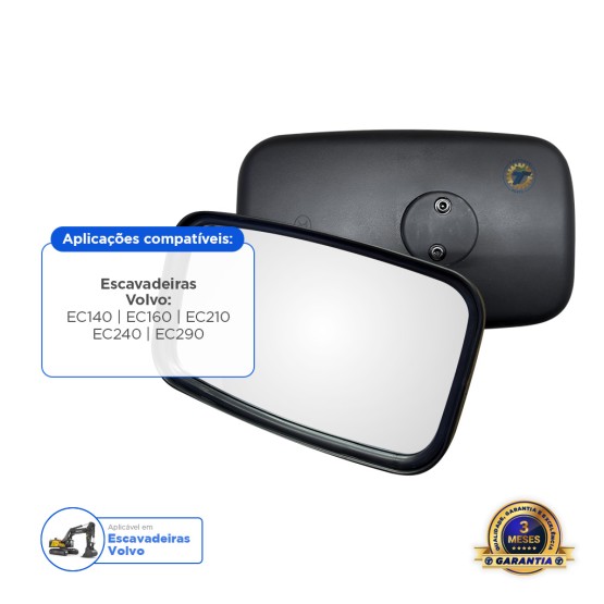 Espelho Retrovisor Universal Com Lente Aplicável Escavadeira Volvo - 14564772