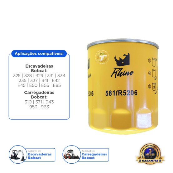 Filtro de Óleo Hidráulico Aplicável Bobcat - 6516722