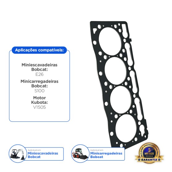 Junta Cabeçote Kubota V1505 Aplicável Bobcat S100 - 6691297