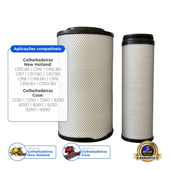 Kit Filtro Ar Motor Aplicável New Holland - 84305930
