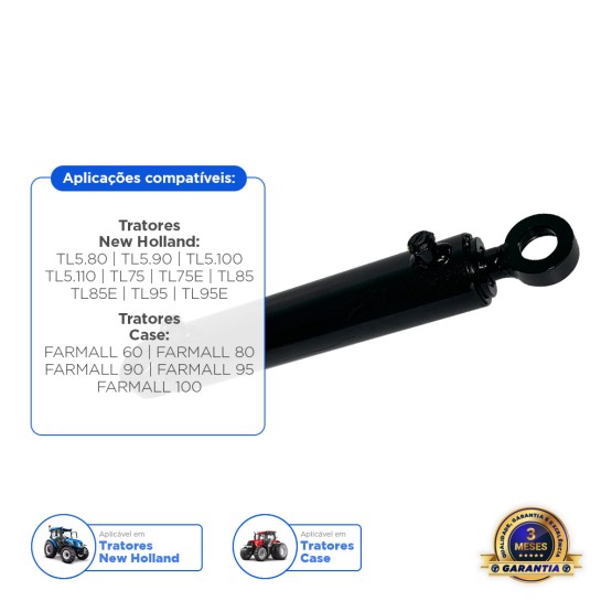 Cilindro Direção Aplicável Trator New Holland - 87302892