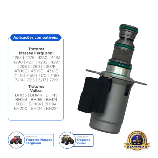 Válvula Solenoide Tração Aplicável Massey Ferguson  - 87435500