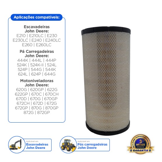 Filtro De Ar Primario Aplicável John Deere - AT178516
