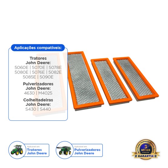 Kit De Filtro Carvão Ativado Aplicável Trator John Deere - SJ14288