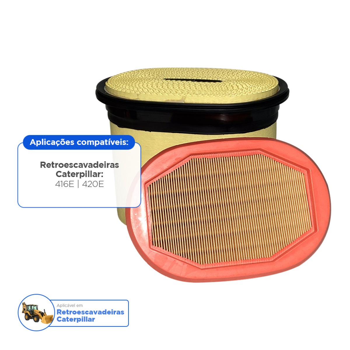 Filtro de Ar Aplicável Retroescavadeiras Caterpillar - 2277448 / 2277449 Filtro de Ar Aplicável Retroescavadeiras Caterpillar - 2277448 / 2277449