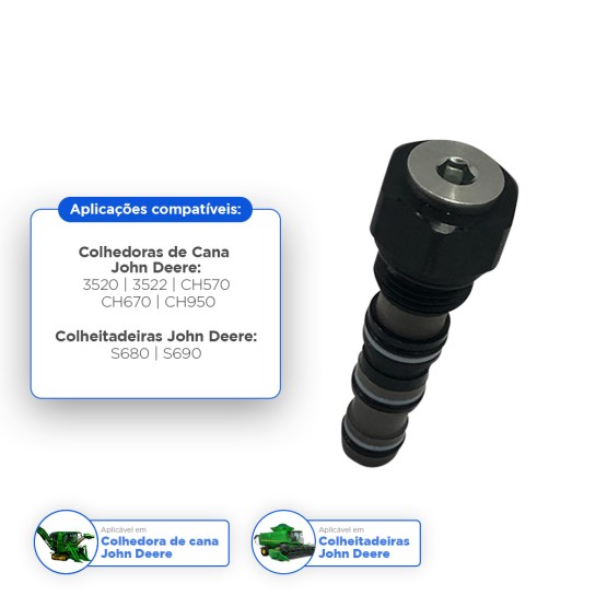 Válvula Solenoide Retenção Aplicável Colheitadeiras John Deere - Ah205583