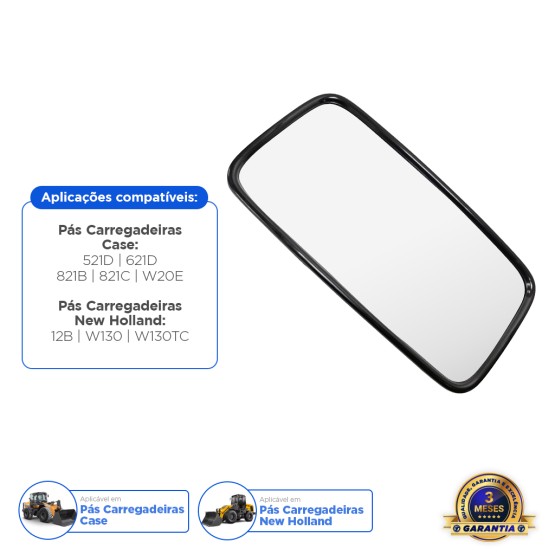 Espelho Retrovisor Aplicável Pás Carregadeira Case e New Holland - 1283403C1