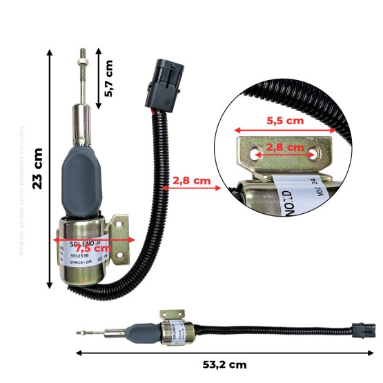 Solenoide De Parada 24v Aplicável Motor Cummins 4BT 6BT - 3932530