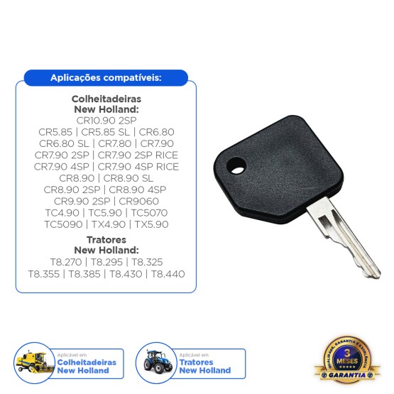 Chave Da Ignição Aplicável em Tratores New Holland e Case - 47457834
