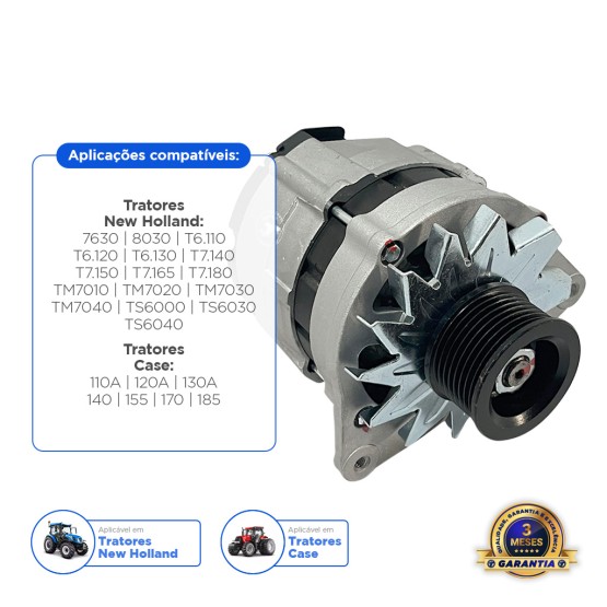 Alternador Aplicável Tratores Case New Holland - 47519003
