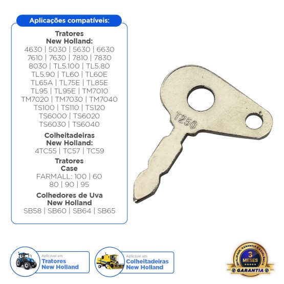 Chave Da Ignição Aplicável Trator Case New Holland - 47725842