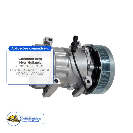 Compressor do Ar Condicionado Aplicável New Holland - 48058423