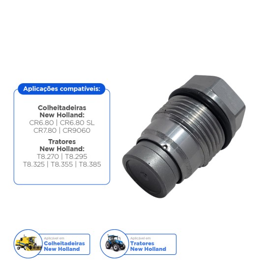 Válvula Reguladora De Pressão Aplicável New Holland e Case - 504130662