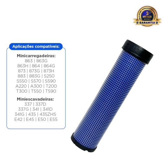 Filtro De Ar Secundário De Segurança Aplicável Minicarregadeiras Mini Escavadeiras Bobcat - 6666376