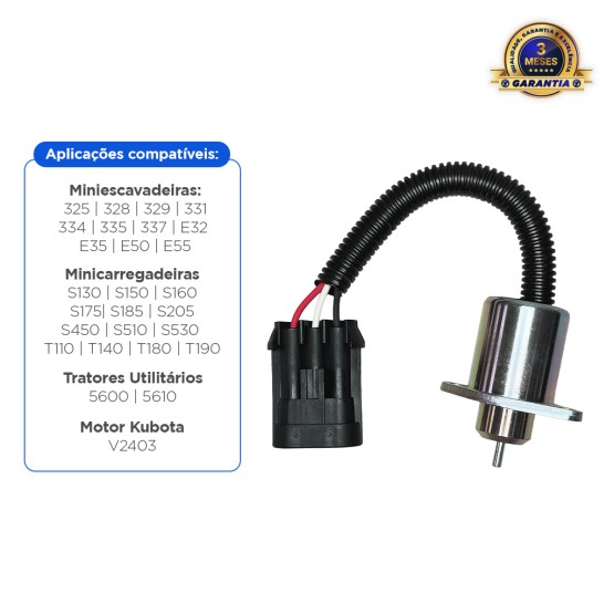 Solenoide Corte Combustível 12v Aplicável Bobcat - 6670602