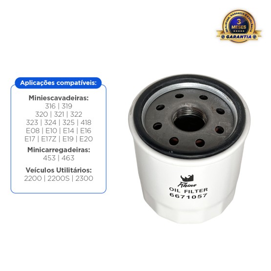 Filtro De Óleo Do Motor Aplicável Máquinas Bobcat - 6671057