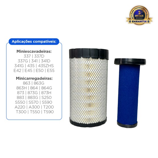 Filtro de Ar Interno e Externo Aplicável Minicarregadeiras Bobcat - 