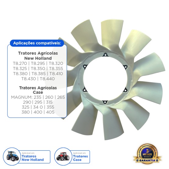Hélice Do Radiador Aplicável Trator New Holland / Case - 84278713