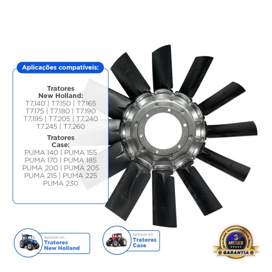 Hélice do Ventilador Aplicável Case New Holland - 87383688