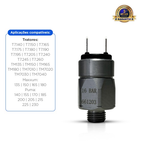 Sensor De Pressão De Óleo Aplicável Trator New Holland Case - 87395493