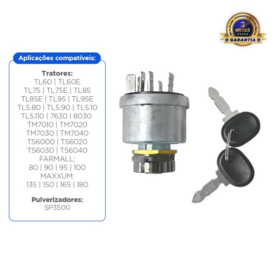 Interruptor De Ignição Aplicável Trator New Holland - 87523122