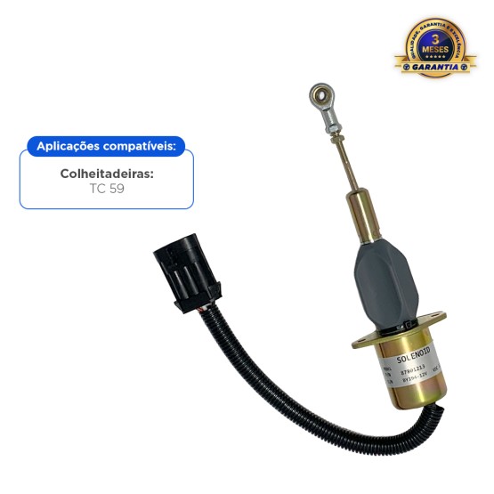 Solenoide De Parada 12v Aplicável Colheitadeira TC 59 New Holland - 87801213