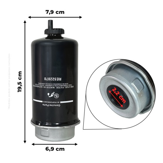 Filtro De Combustível Aplicável Retroescavadeira John Deere - RE522878 