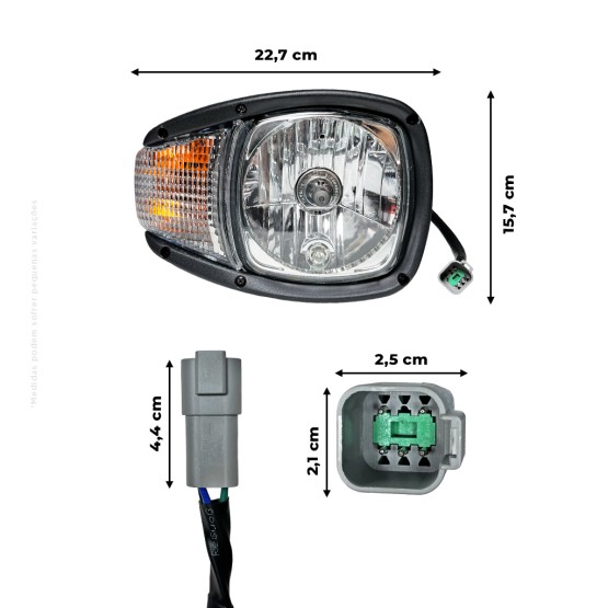 Farol Dianteiro Esquerdo Aplicável Pás Carregadeiras Caterpillar - 3443456