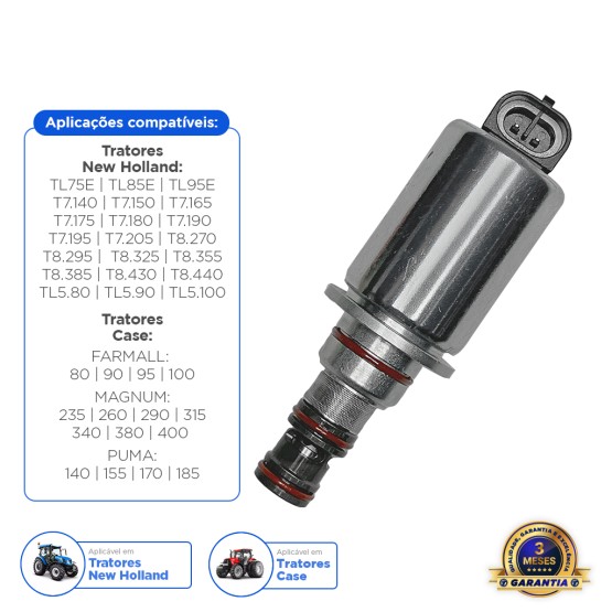 Válvula Solenoide 12v Aplicável Trator New Holland - 84273815