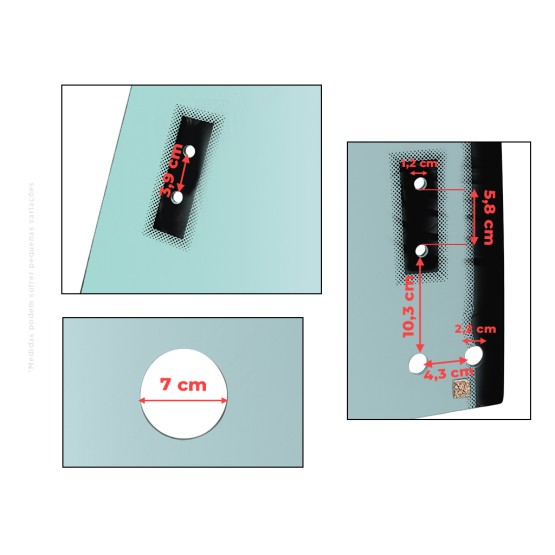 Vidro Superior Traseiro Da Porta Direita Aplicável Case 580N - 84339225