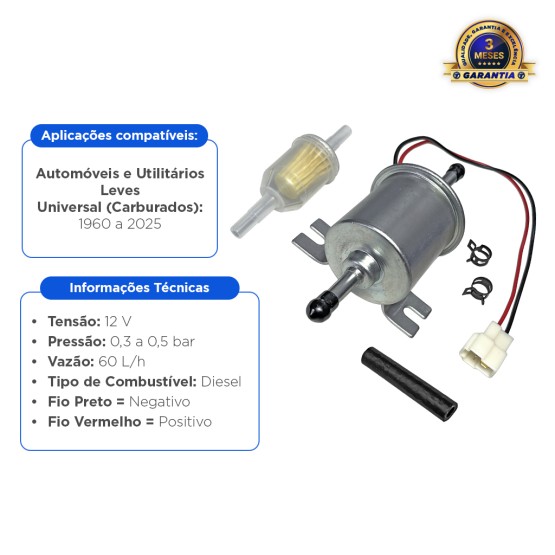 Bomba Elétrica Combustível Universal Veículos Diesel - GI-6010