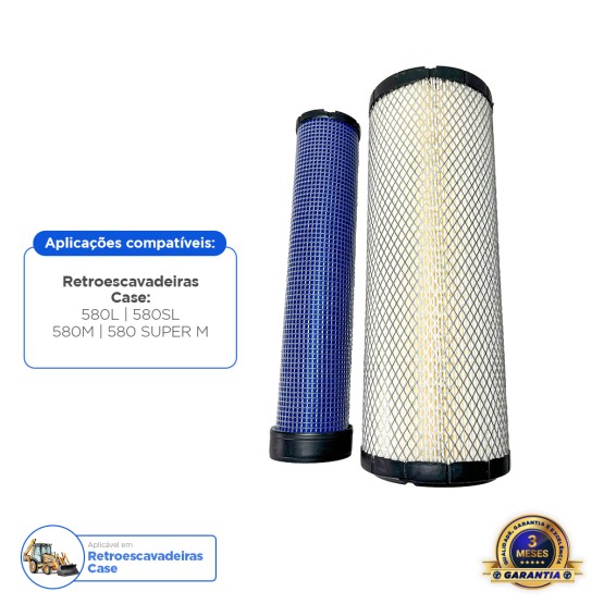 Kit Filtro De Ar De Motor Aplicável Retroescavadeira Case - 128781A1