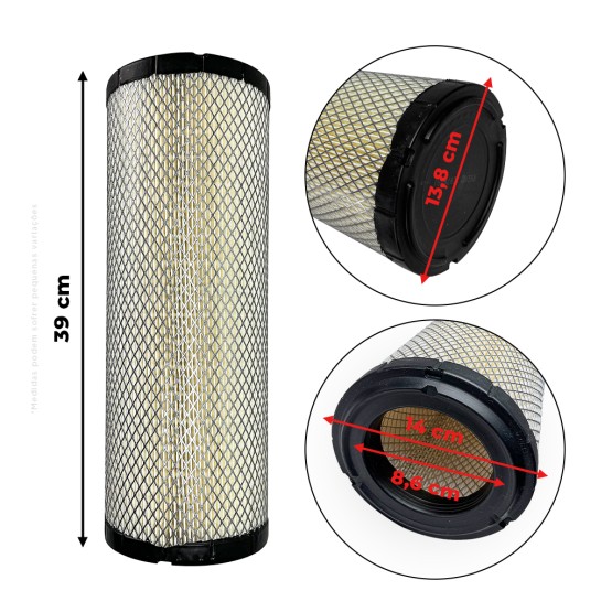 Kit Filtro De Ar De Motor Aplicável Retroescavadeira Case - 128781A1