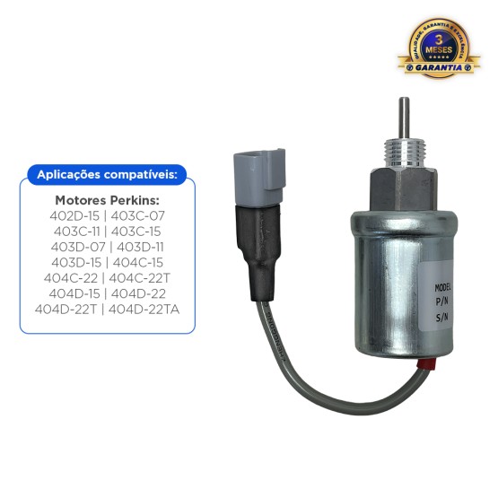 Solenoide De Parada 12v Aplicável Perkins Serie 400 - U85206452