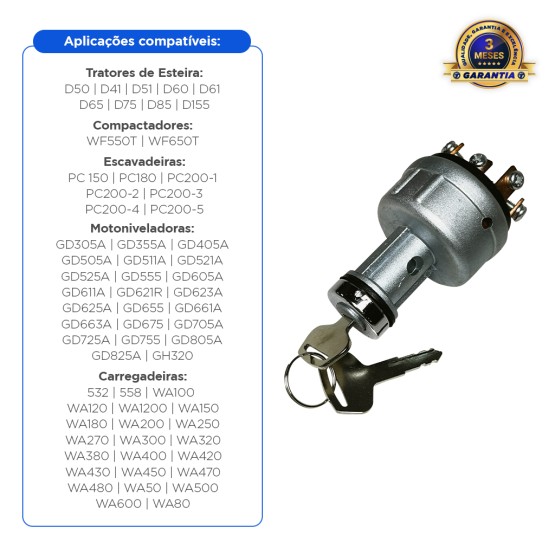 Chave De Ignição Aplicável Komatsu - 0808610000