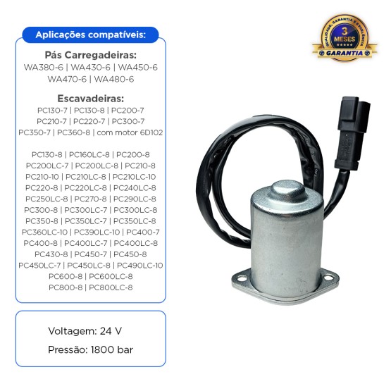 Válvula Solenoide Aplicável Escavadeira Komatsu - 20Y6032120