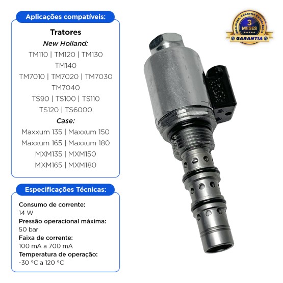 Válvula Solenoide Aplicável Tratores New Holland - 5168054