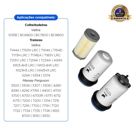 Kit De Filtro De Combustível Trator Massey Ferguson - 837091385