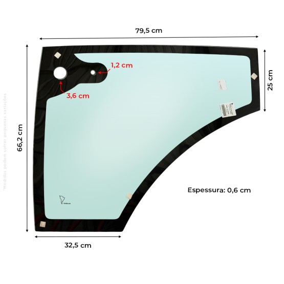 Vidro Inferior Da Porta Esquerda Aplicável Retroescavadeira New Holland e Case - 84224316