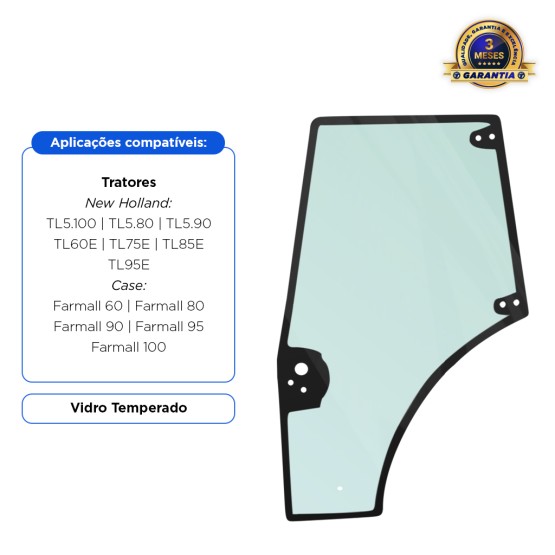 Vidro Da Porta Esquerda Aplicável Trator Case e New Holland  - 87620234
