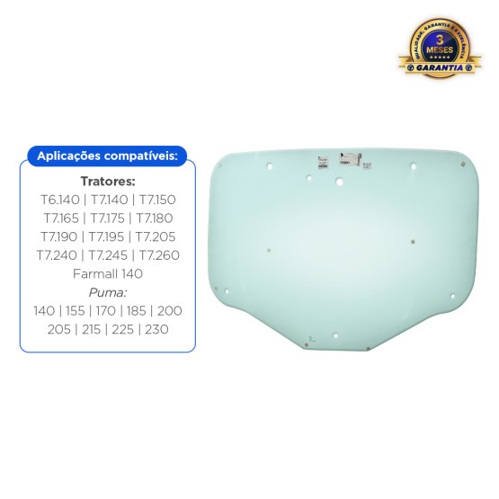 Vidro da Janela Traseira Vigia Aplicável Trator New Holland e Case - 87744542