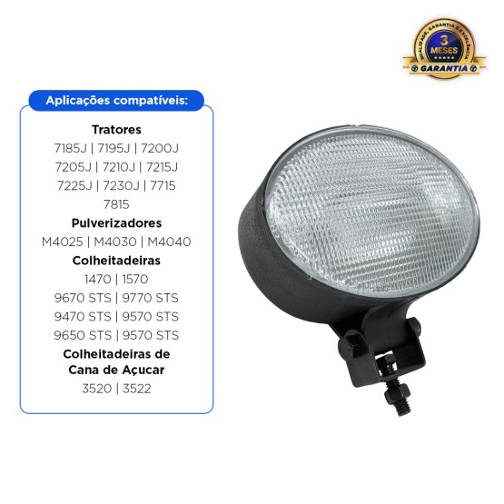 Farol Trabalho Oval 12v Da Cabina Aplicável John Deere - RE179973