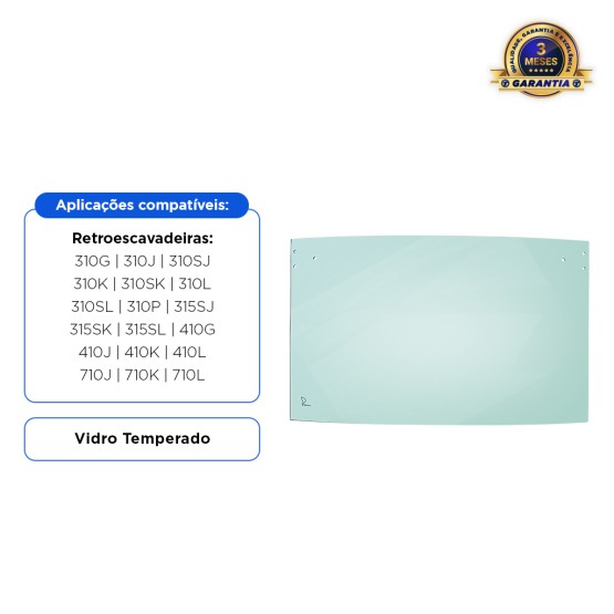 Vidro Vigia Superior Traseiro Aplicável Retroescavadeira John Deere - T242700