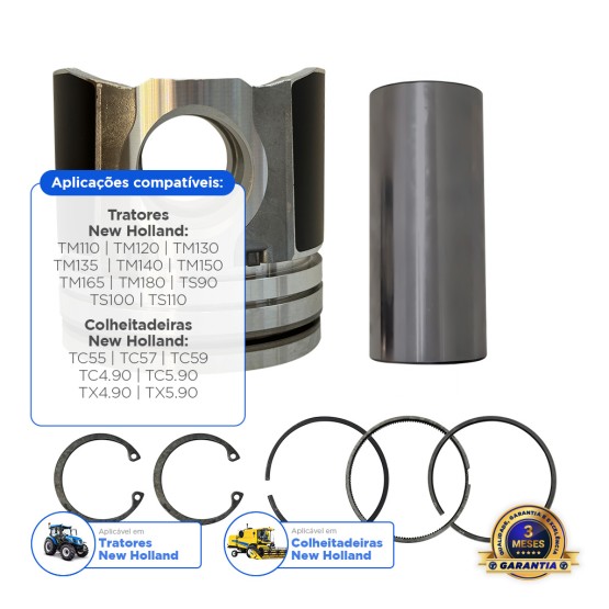 Kit Pistão E Anéis Aplicável New Holland - 87802364
